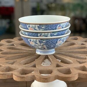 Blue and White Japanese Floral Bowls